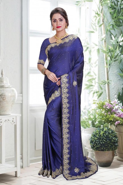 Alluring Navy blue Silk saree