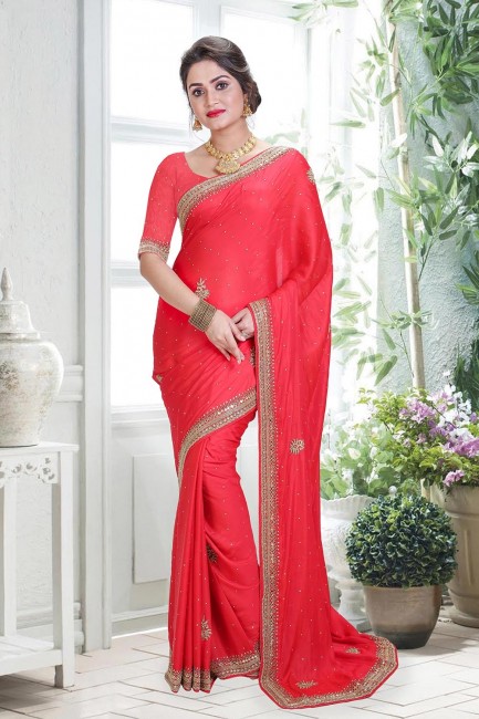 Enticing Red Silk saree