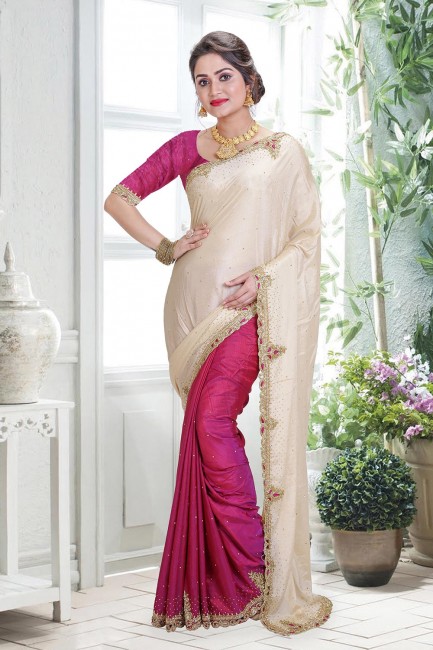 Admirable Beige pink Silk and shimmer saree