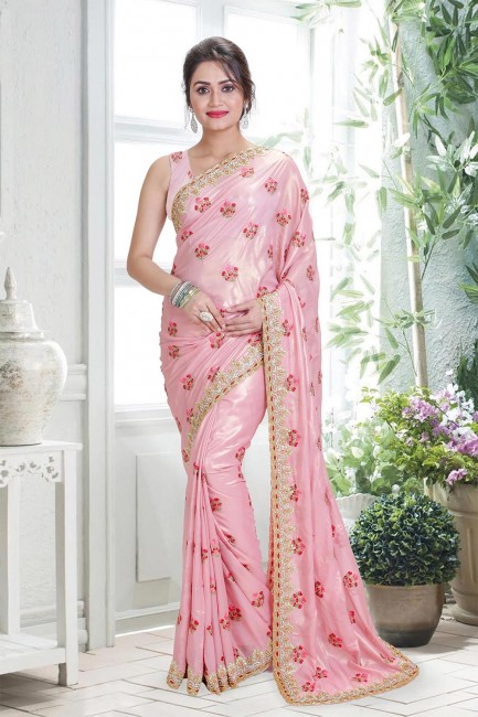 Beautiful Pink Tissue saree