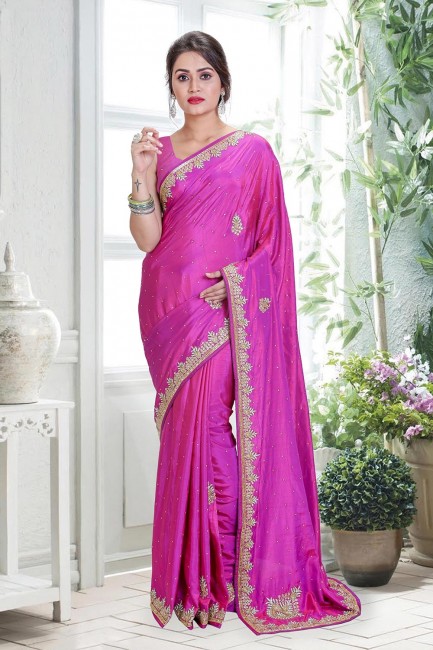 Modish Pink Silk saree