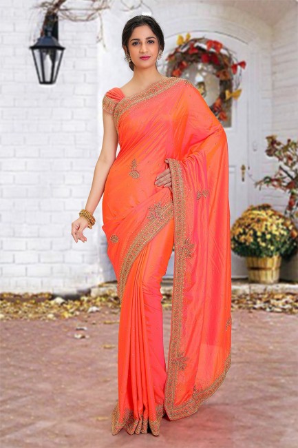 Divine Orange Silk saree