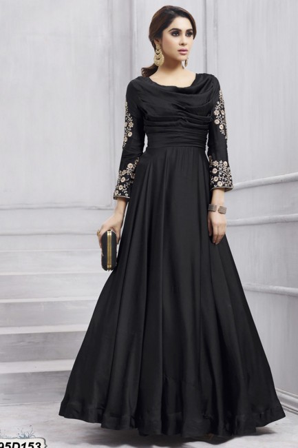 Black color Taffeta Anarkali Suit