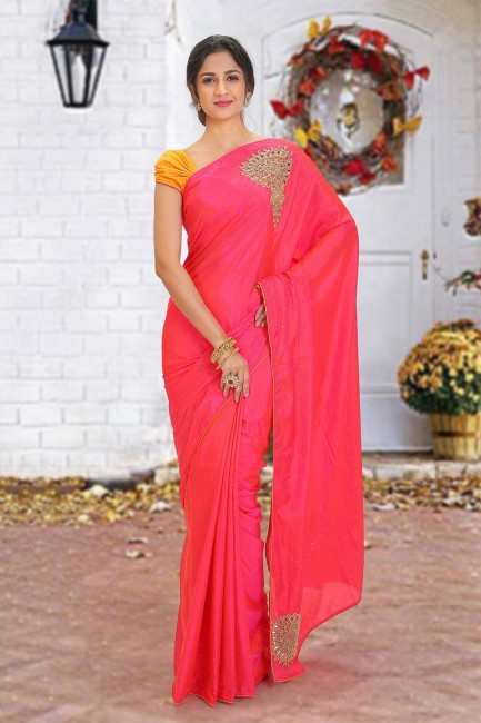 Attractive Pink Silk saree