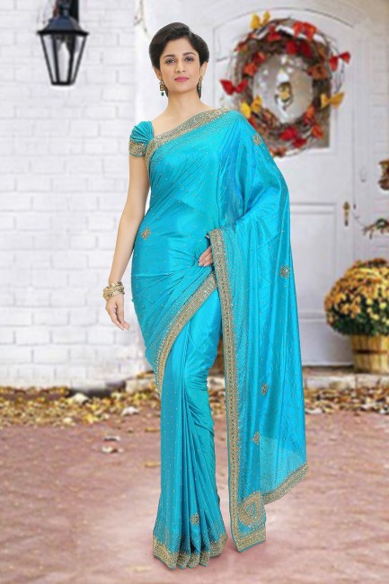 Adorable Blue Silk saree