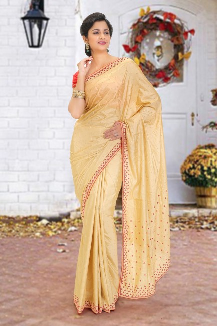 Pretty Beige Silk saree