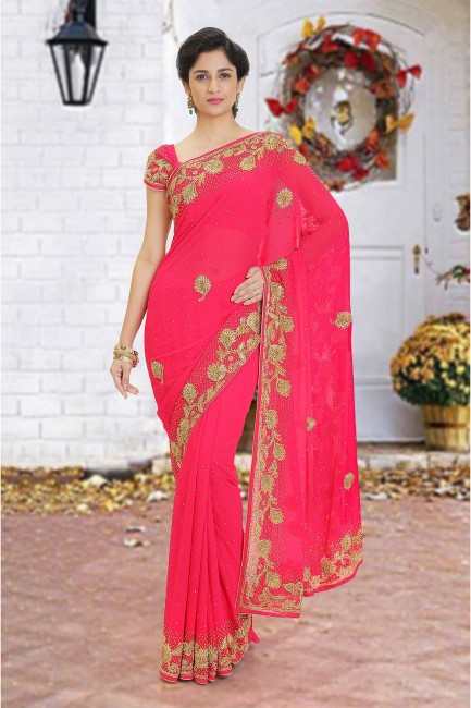 Lovely Pink Georgette saree