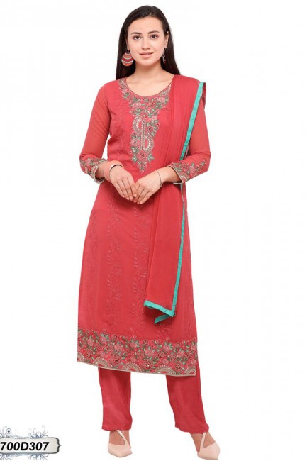 Appealing Red color Georgette Salwar Kameez