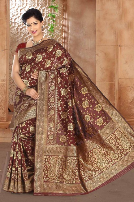 Stunning Maroon Silk saree