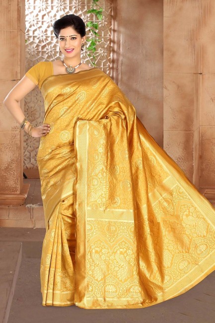 Alluring Yellow Silk saree