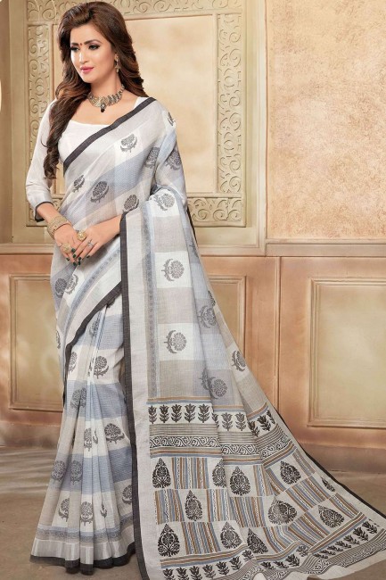 Lovely Multicolor Cotton and linen saree