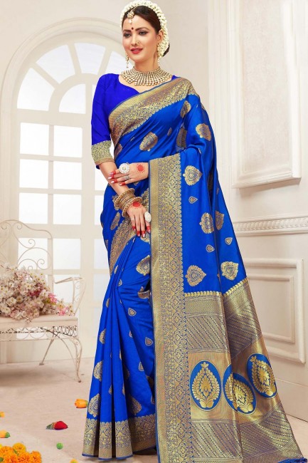 Divine Blue Cotton and silk saree