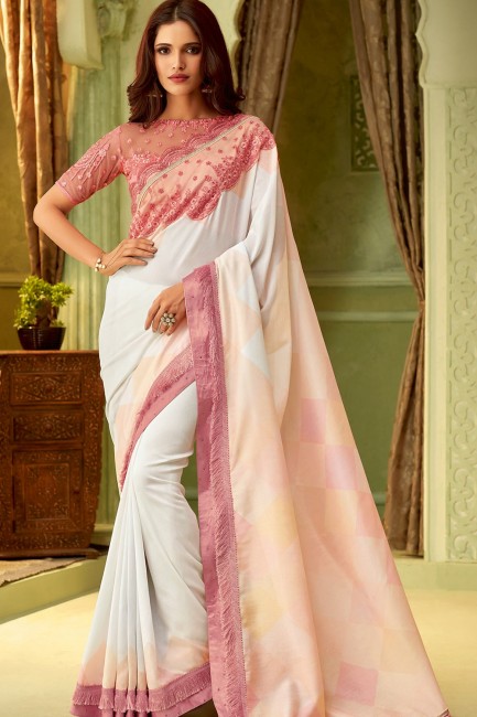 Indian Ethnic Off white Silk saree