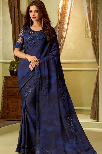 Stunning Navy blue Silk saree