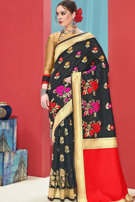 Dazzling Black Art silk saree