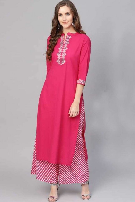 Indian Ethnic Rani pink Cotton Kurti