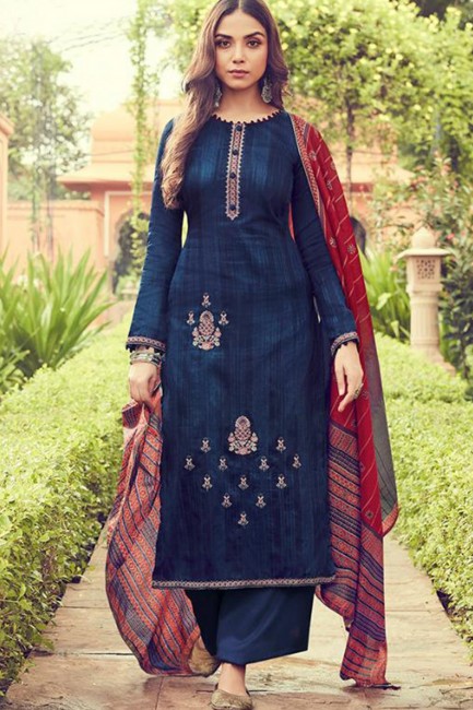 Navy blue Silk Palazzo Suits