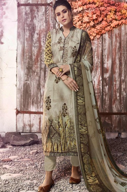 Traditional Grey Crepe Palazzo Suits