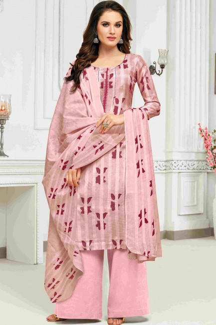 Baby pink Cotton Palazzo Suits