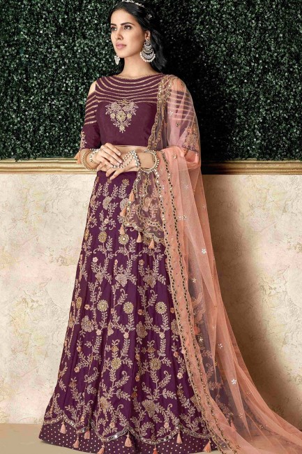 Purple Silk Lehenga Choli
