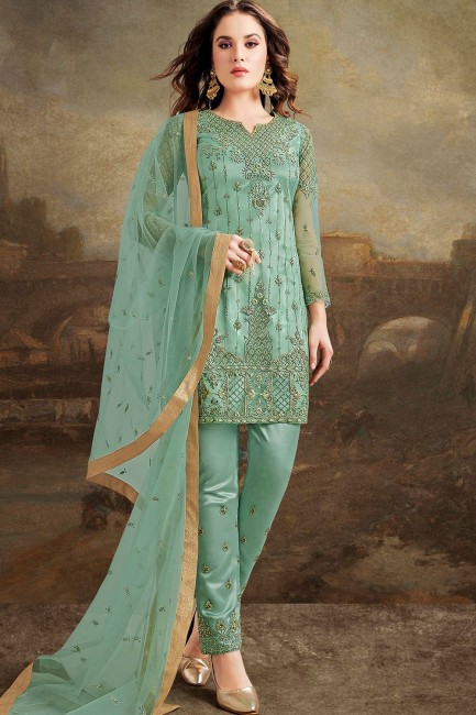 Green Net Palazzo Suits