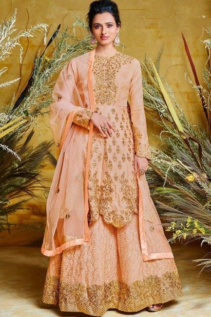 Peach Silk Anarkali Suits