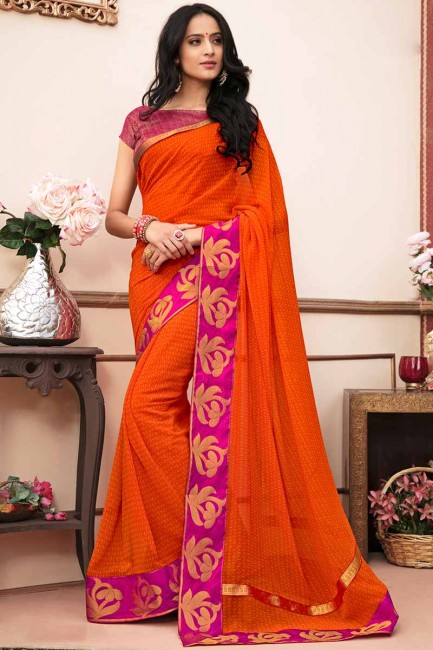 Ravishing Orange color Georgette saree