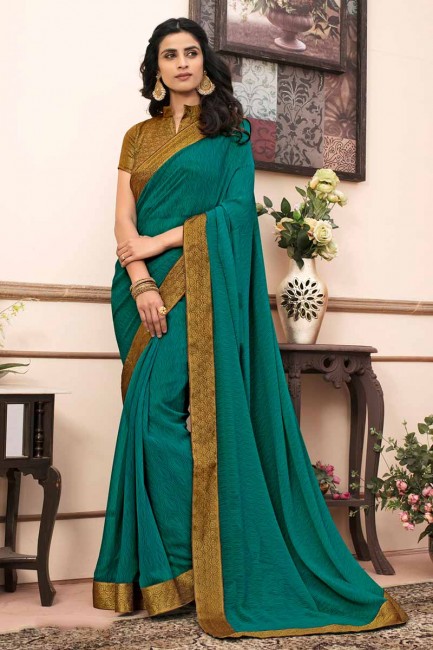 Admirable Teal Green color Georgette saree