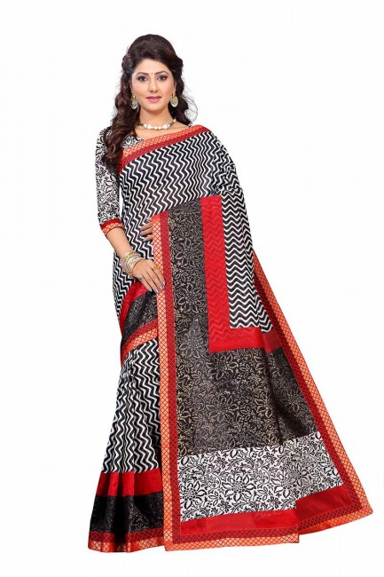 Latest Ethnic Black & White color Art Silk saree