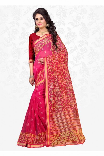 Enticing Pink color Cotton Silk saree