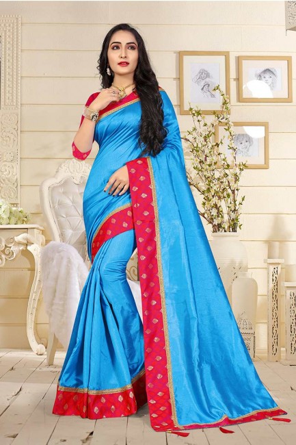 Latest Ethnic Blue color Art Silk saree