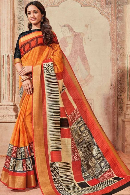 Alluring Orange color Art Silk saree