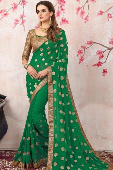 Gorgeous Green color Georgette saree