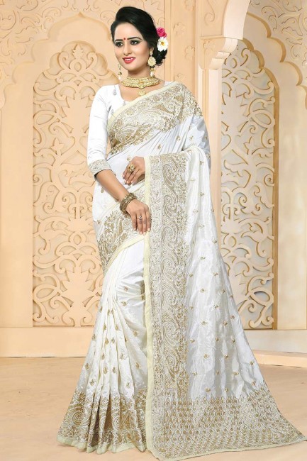 Attractive White color Art Silk saree