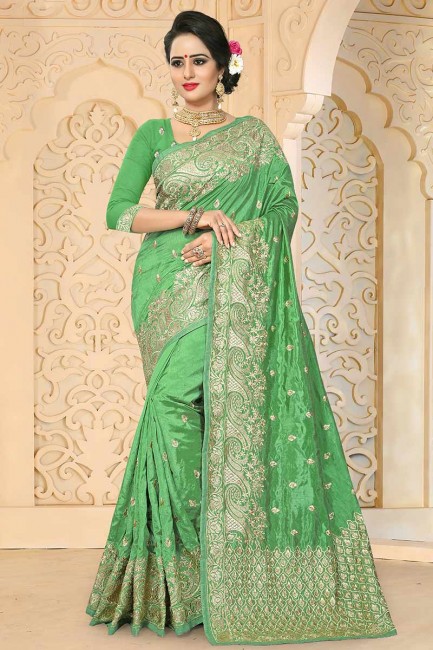 Contemporary Green color Art Silk saree