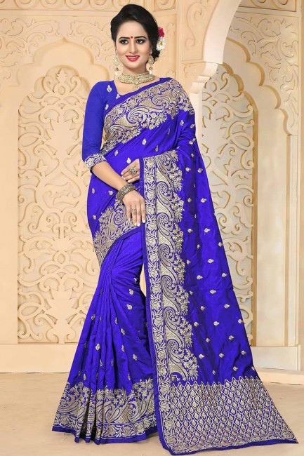 Elegant Royal Blue color Art Silk saree