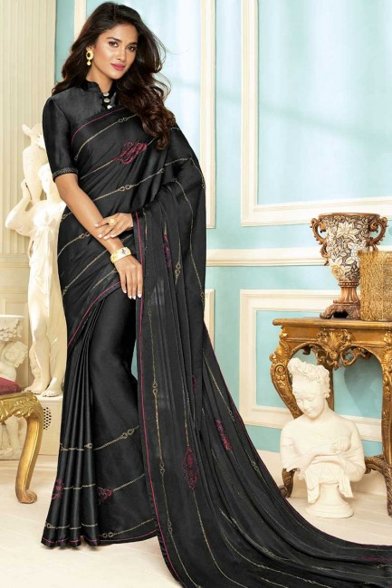 Black color Fancy Fabric saree