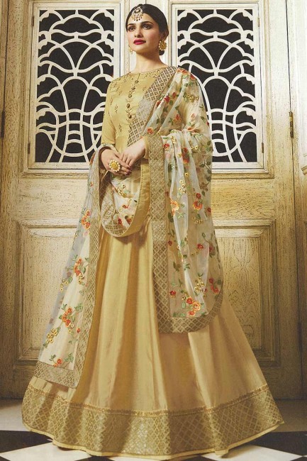 Golden color Art Silk Anarkali Suit