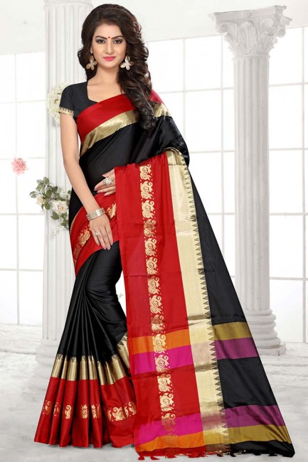 Admirable Black Satin Silk saree