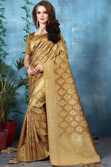 Light Brown Banarasi Art Silk saree