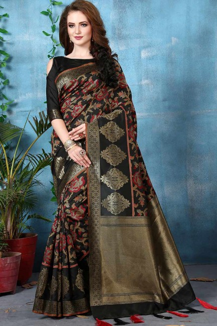Black Banarasi Art Silk saree
