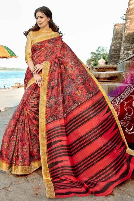 Charming Multi Cotton Silk saree