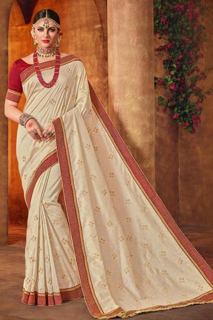 Ravishing Off-White Art Silk saree