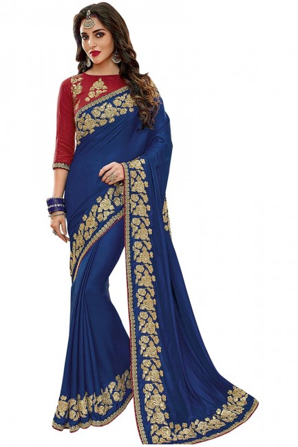 Modish Blue Satin Silk saree