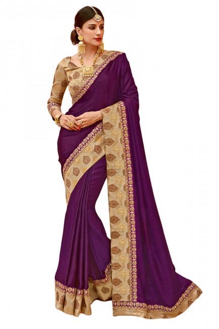 Admirable Purple Satin Silk saree