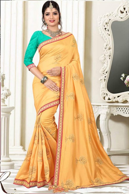 Exquisite Yellow Silk saree