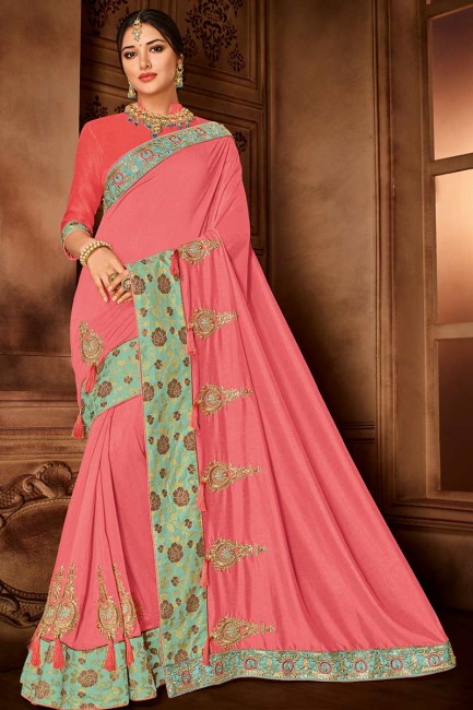 Stylish Pink Art Silk saree