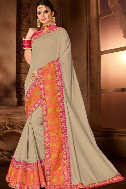 Splendid Beige Art Silk saree