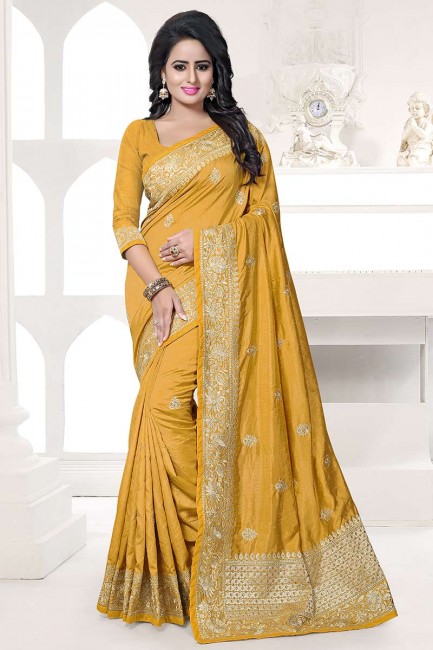 Elegant Yellow Art Silk saree