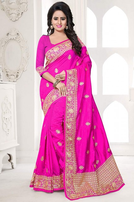 Delicate Rani Pink Art Silk saree